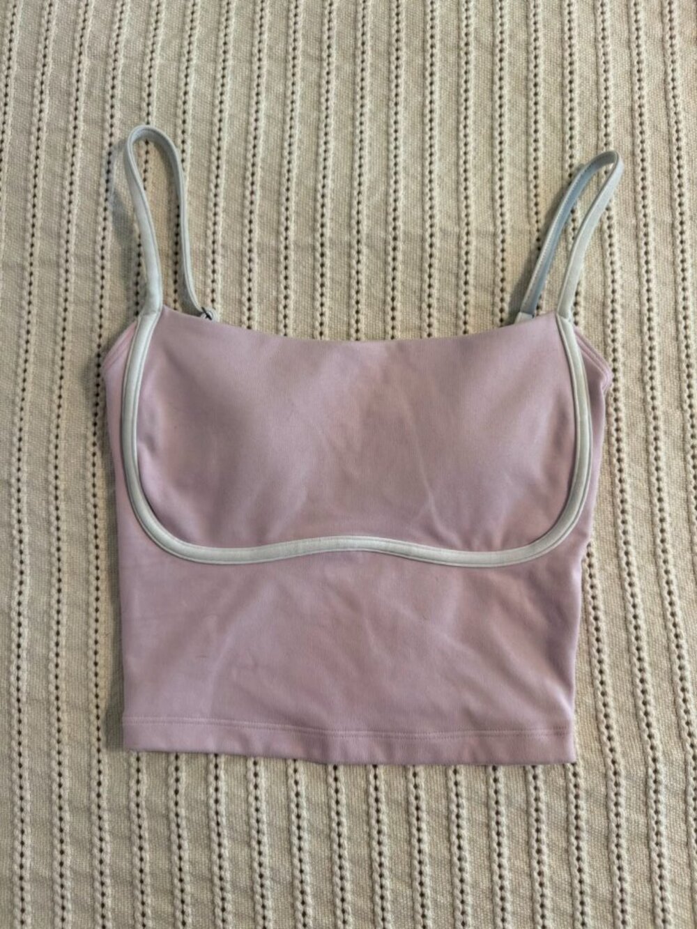 Abercrombie YPB Curve Love Pink Workout Bra Top Small Empire Seam Piped Tank